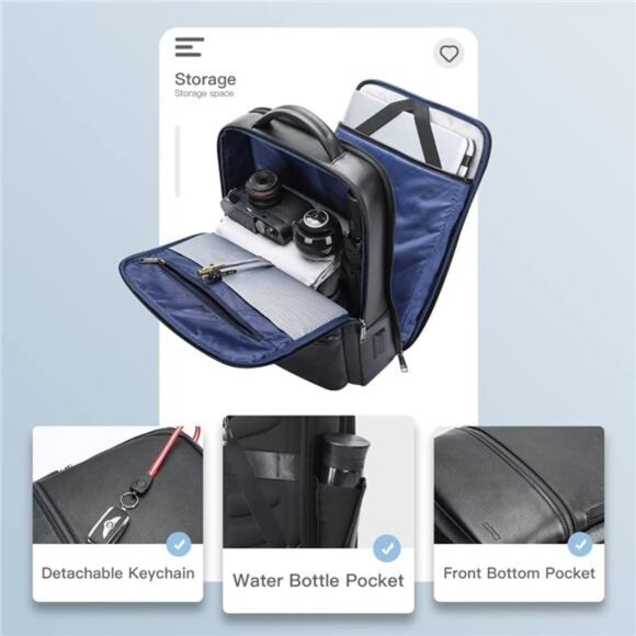 Genuine Leather Backpack for Men Multi-Function 15.6inch Laptop Premium Rucksack - Picture 4 of 7